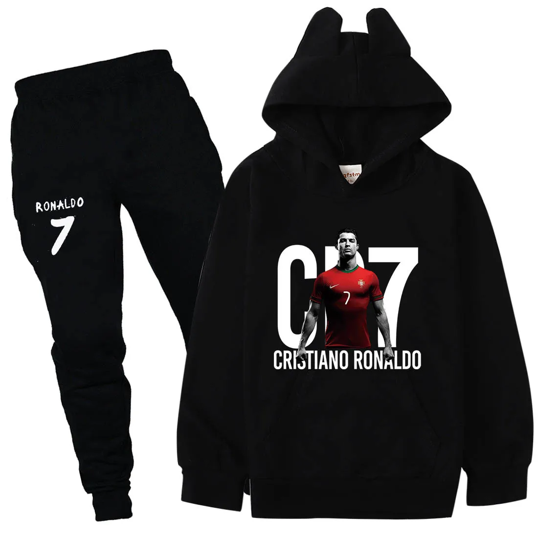 

Модные детские костюмы CR7 Football Idol с принтом, 2 предмета, толстовка + штаны, спортивные костюмы для мальчиков и девочек, весенне-осенняя одежда, уличная одежда, детская одежда