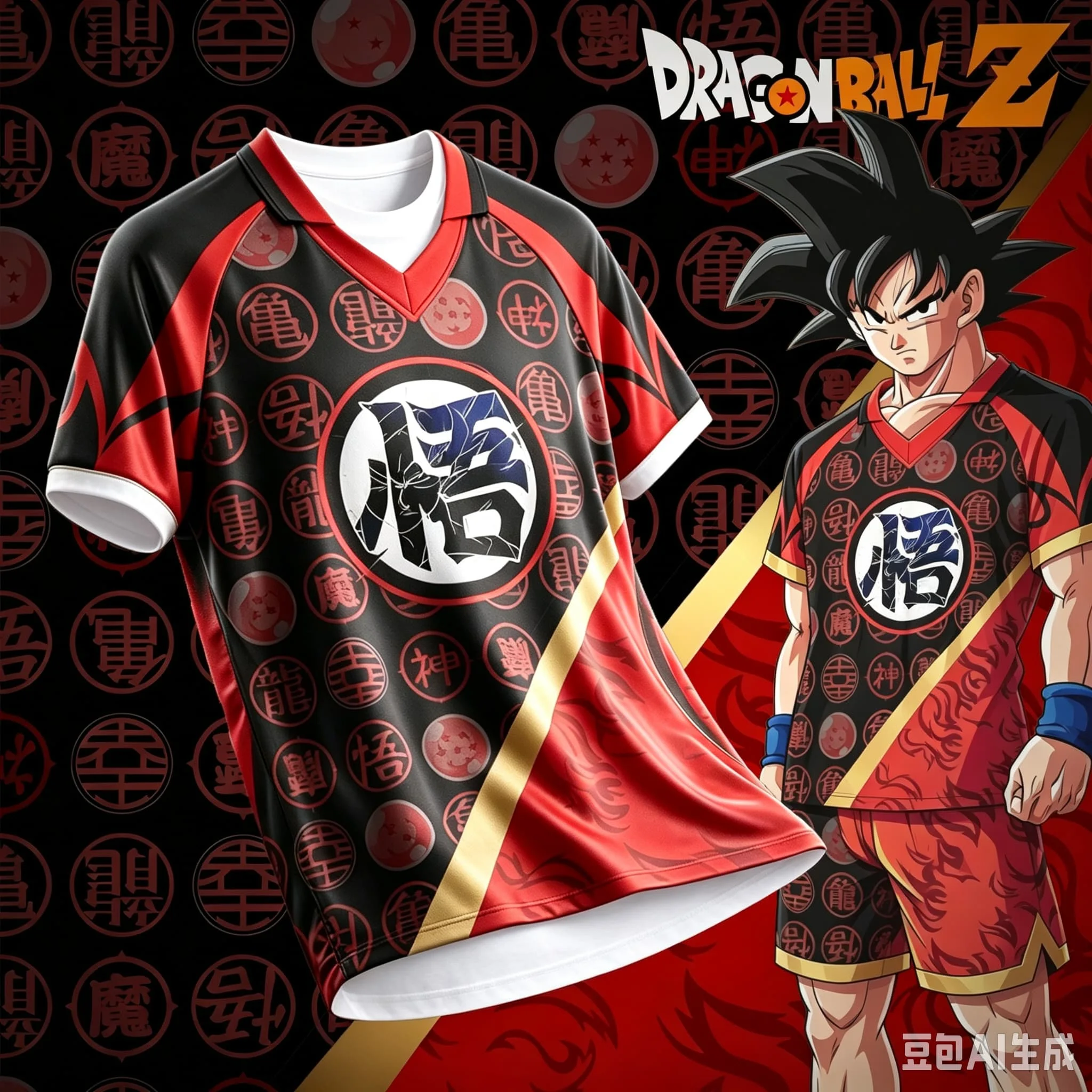 2027 Dragon Ball Goku Fußballtrikot für Herren und Damen, Anime, schnelltrocknend, kurzärmelig, Fußballshirt, Cosplay, Sport-T-Shirt, passend für die ganze Familie