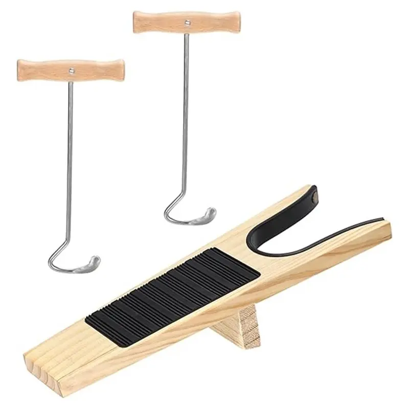 abko木製ブーツジャック、ブーツリムーバーフック、作業用-カウボーイブーツ用、屋内外兼用木製ブーツプラー、リムーバー