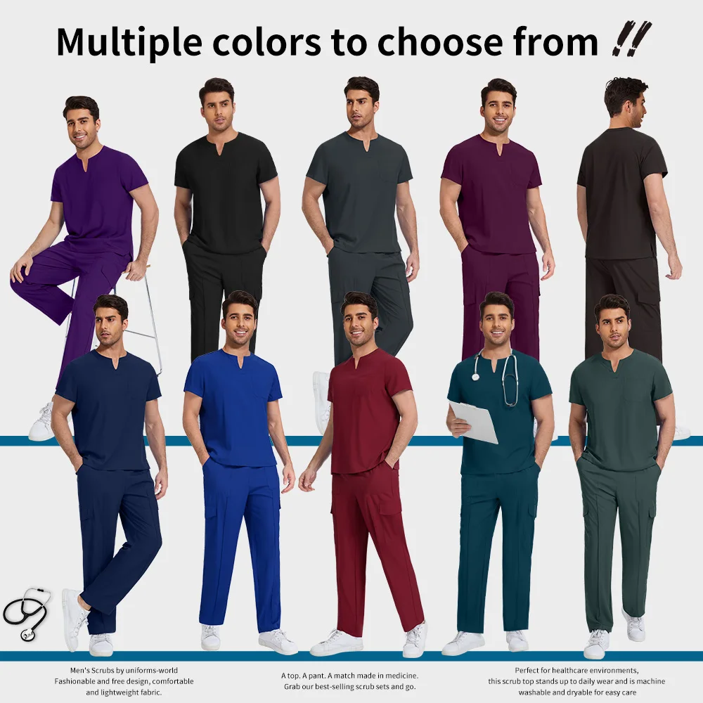 Sala de operação médico roupas uniformes enfermeira hospital conjunto de enfermagem qucik seco clínica dentária esfrega conjunto com grandes pacotes para homem