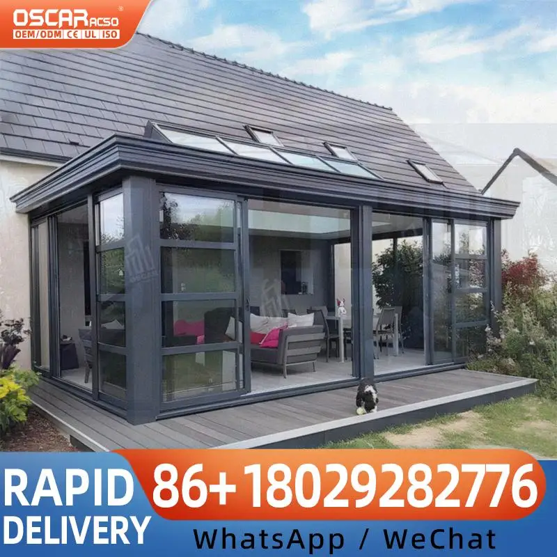 

Отдельно стоящая изолированная алюминиевая солнечная комната с раздвижной дверью для створки окна для сада, патио, солнечной комнаты на заднем дворе