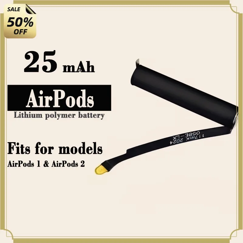 

High-quality 3.8V 25mAh for Apple for AirPods 1 2 1st 2nd Generation A1604 A1523 A1722 A2032 A2031 Replacement Headphone Battery