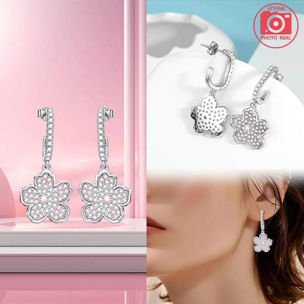 Woman Hoop Earrings 925 Sterling Silver Flower Earrings For Women Earrings Jewelry Gifts