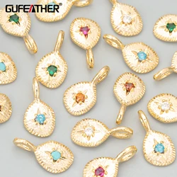 GUFEATHER MF22,jewelry accessories,18k gold rhodium plated,copper,zircons,hand made charms,jewelry making,diy pendants,6pcs/lot