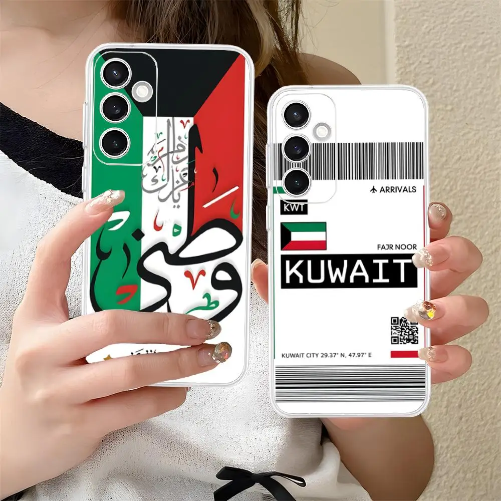 Funda para teléfono móvil con bandera de Kuwait para Samsung Galaxy S25 S24 S23 S22 S21Plus FE, funda de Color Ultra transparente, teléfono inteligente de lujo