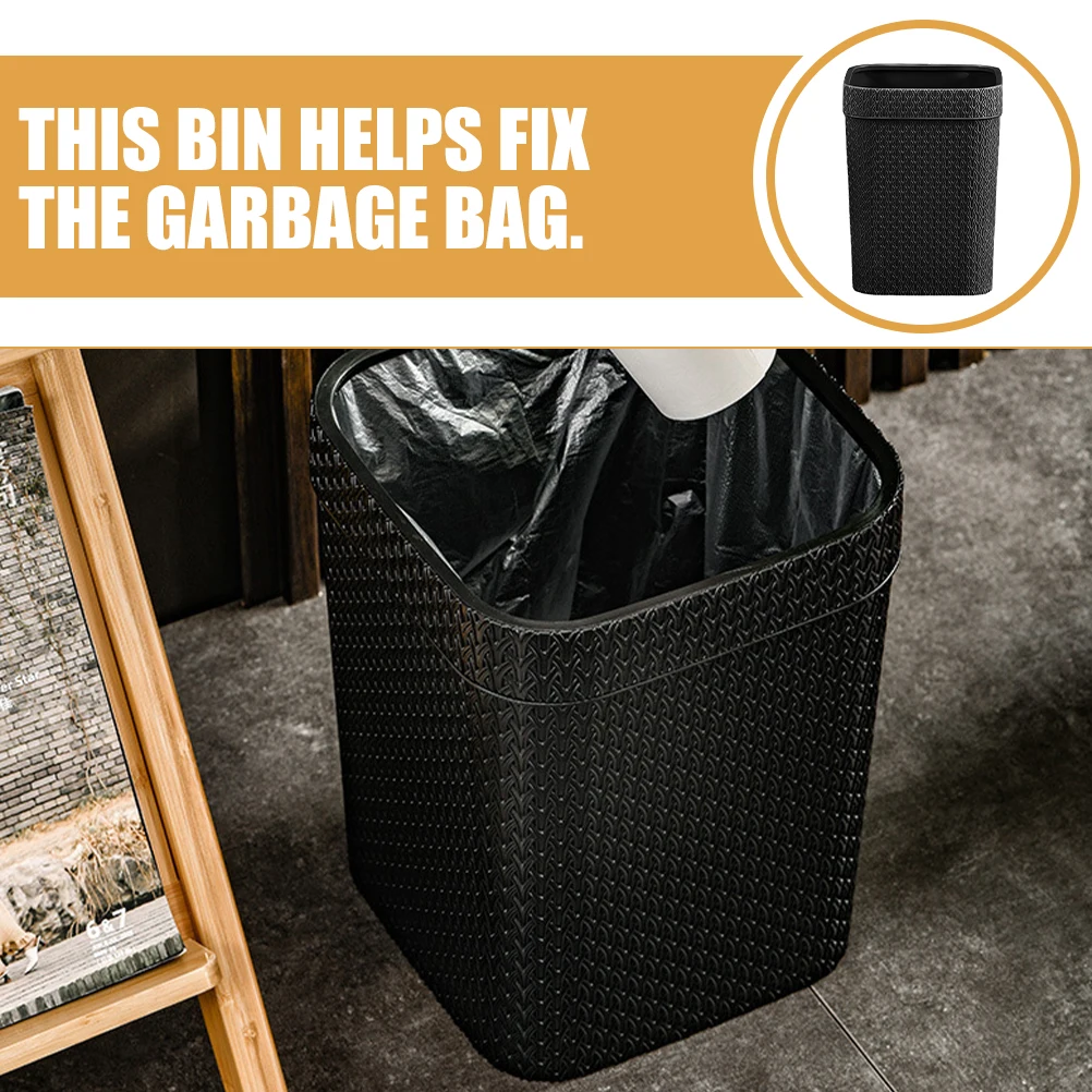 

Uncovered Trash Can Woven Dustbin Small PP Square Wicker Waste Bin Orange Living Room Kitchen Office Imitation Rattan Garbage