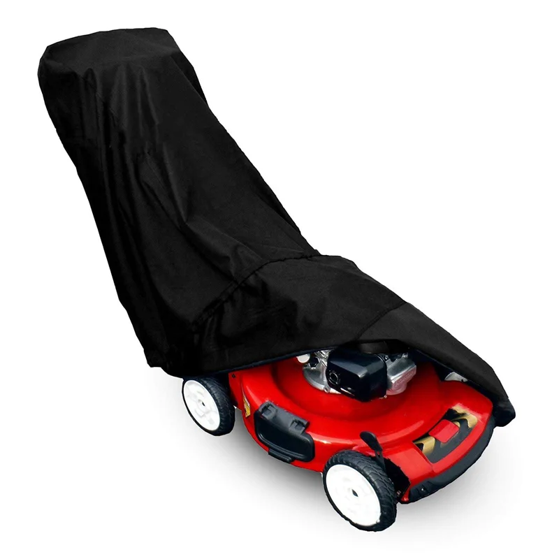 ABMR-2 Pcs 193X63.5X112cm Black Universal Waterproof Lawn Mower Rain Cover Garden Overall Size Drawstring Weather Protection