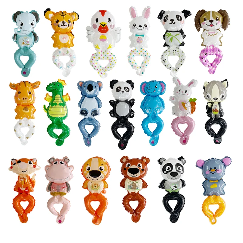 20pcs Cartoon Figure Animal Wrist Balloon Bear Rabbit Frog Fox Cartoon Balloons Happy Birthday Party Decorations Baby Shower view 2