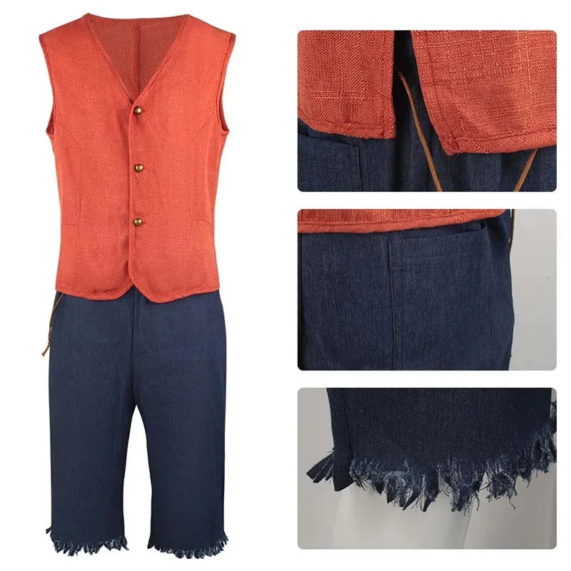 DY2025Anime Monkey D. Luffy Costumi Cosplay Uniformi Rufy Abiti Rufy con cappello Halloween Comic Con
