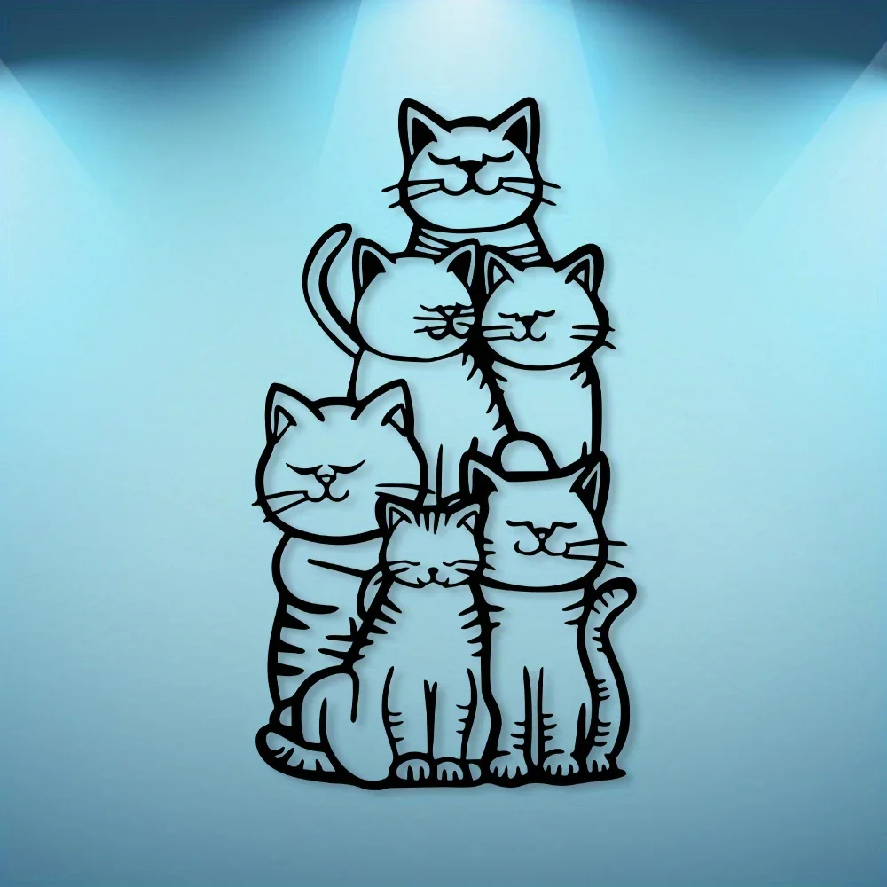 Whimsycat—Minimalist Metal Cat Silhouette, Wall Art, One-Of-A-Kind, Hanging Decoration Designed for Cat Lovers, Outdoor Holiday Decoration, No Electricity Required