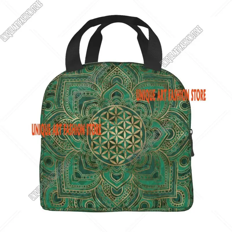 Custom Flower Of Life In Lotus Sacred Geometry Lunch Bag Mandala Spiritual Meditation Thermal Cooler Lunch Boxes for Kids