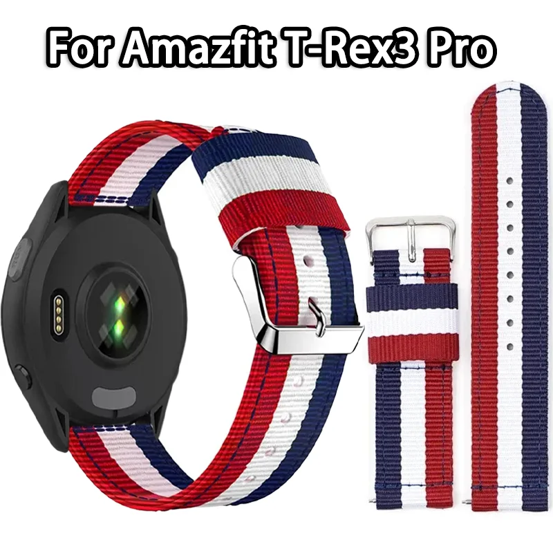 22 mm Canvas-Nylon-Armband für Amazfit T-Rex3 Pro, modisches, bequemes, atmungsaktives Armband für Amazfit Bip 5–6/Helio/Balance 2 Belt
