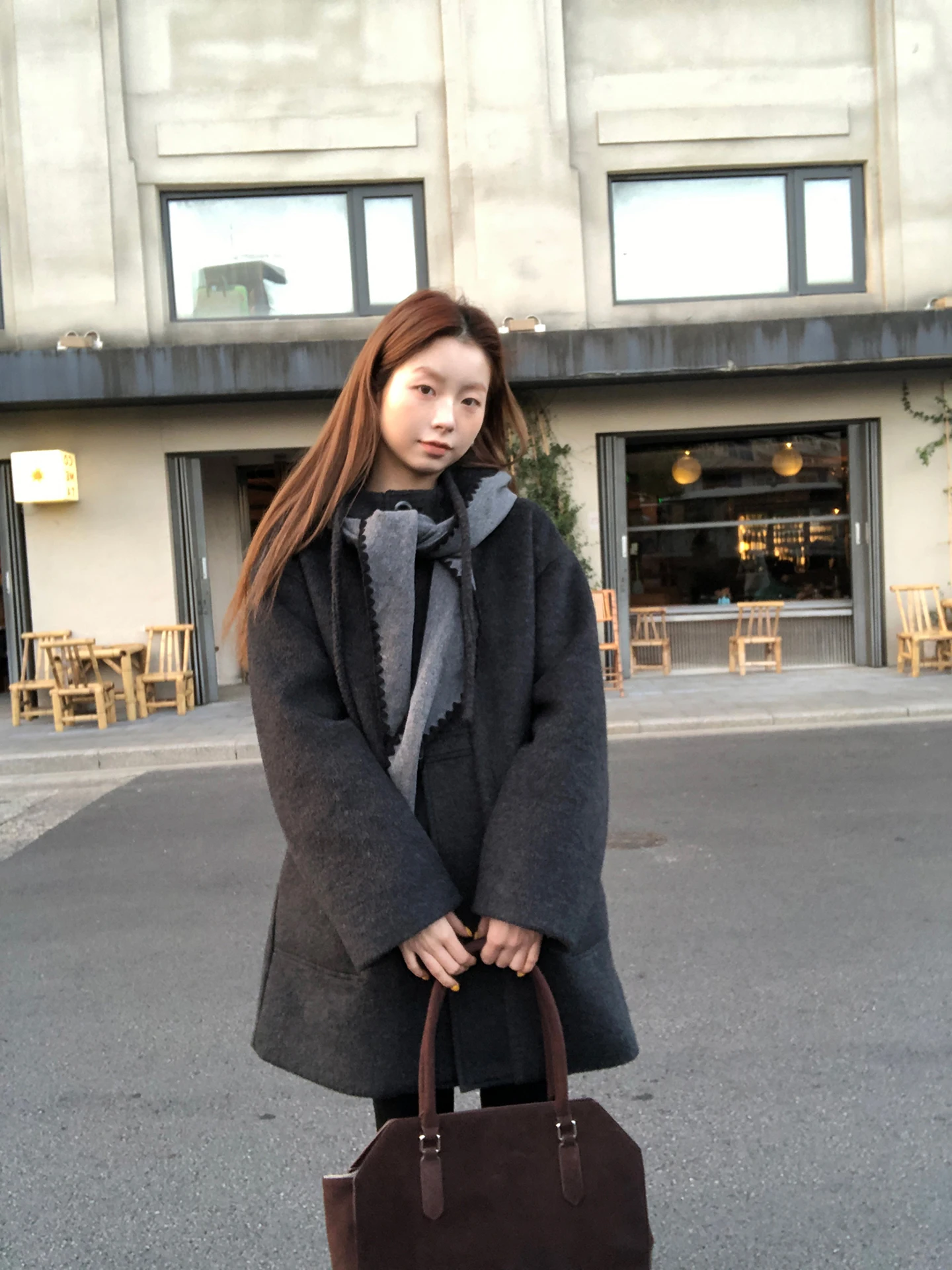 

G Sle Woolen Coat Women's ort Thiened Winter Outerwear ey Wool Blend Cotton Lined Hat Jaet Commute Simple Sle