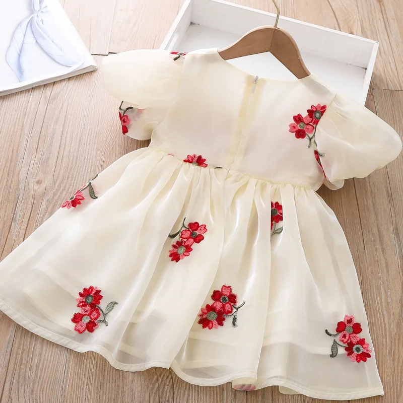 Toddler Kids Princess Dresses Puff Sleeve Bow Backless Boutique Clothes Girls Party Birthday Dress Summer New Fashion Costume