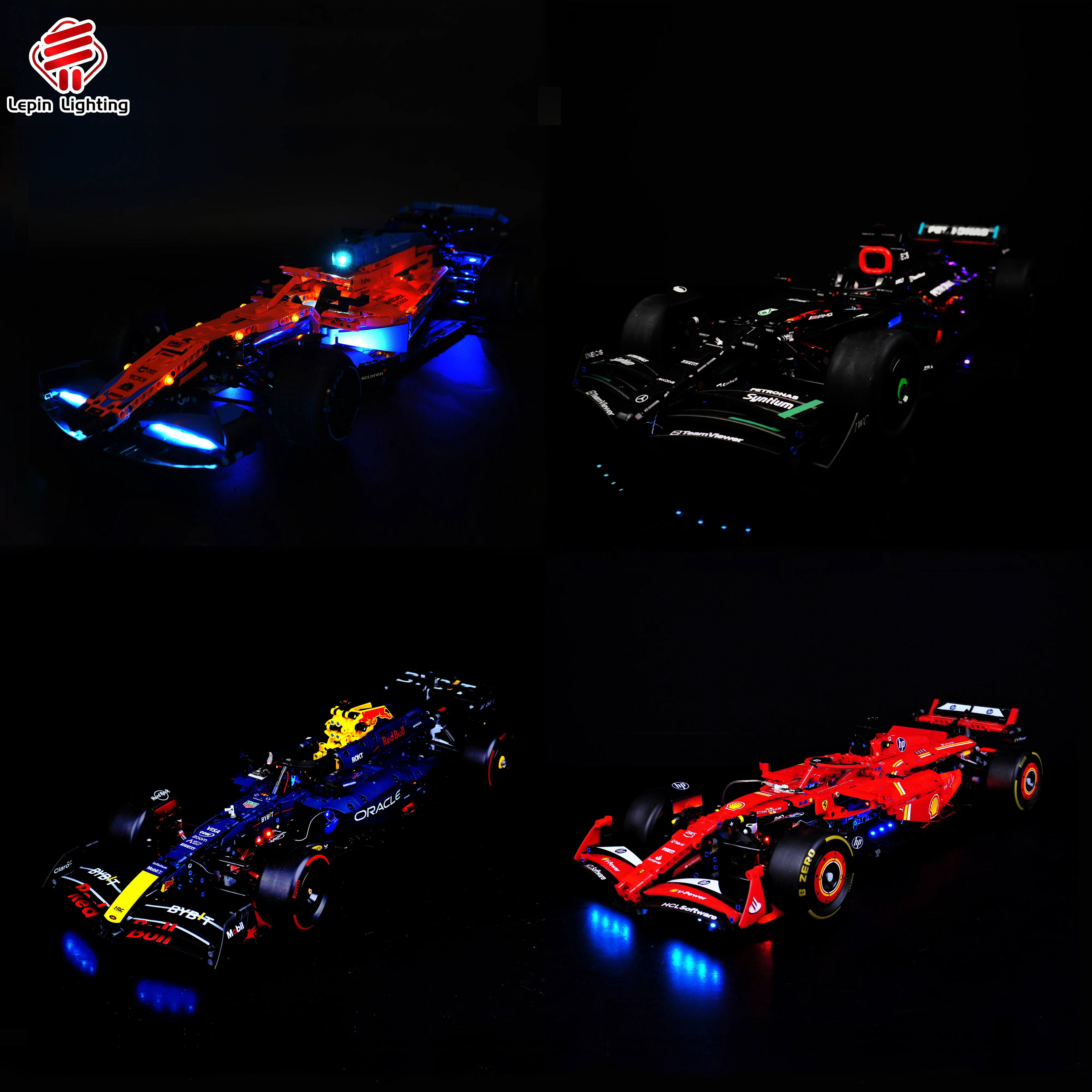 Zestaw oświetlenia LED kompatybilny z modelami klocków konstrukcyjnych samochodów wyścigowych w stylu Formuły 1, numery 42141, 42171, 42206, 42207, zestaw dekoracyjnych świateł.
