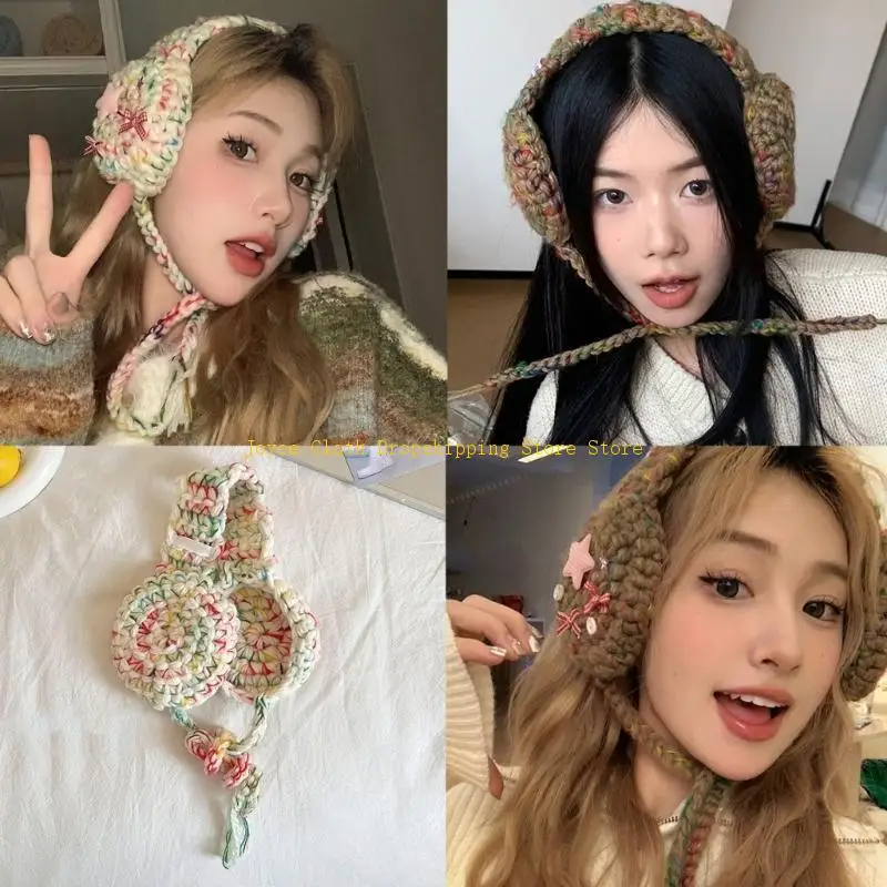 

Soft and Warm Ear Cover Star Crocheted Ear Warmers for Winter Outdoor Activities 10CD