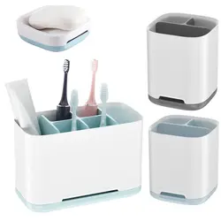 Plastic Toothbrush Holders Drainage Holes Multi-functional Bathroom Storage Organizer Easy Cleaning Durable Soap Dish Holder