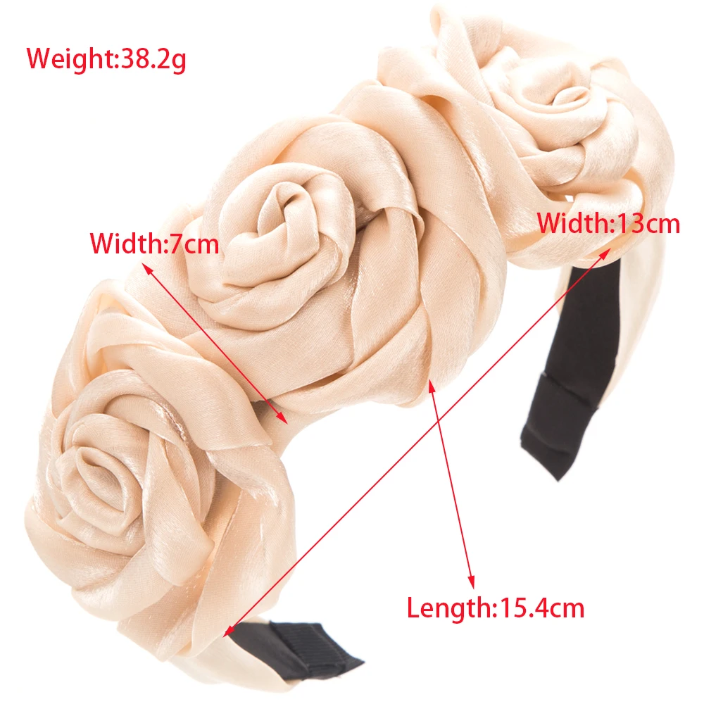 European and American New Handmade Rose Hair Hoops, Glossy Veil Wide Edge Pressed Hair Headbands, Fairy Party Hair Accessories