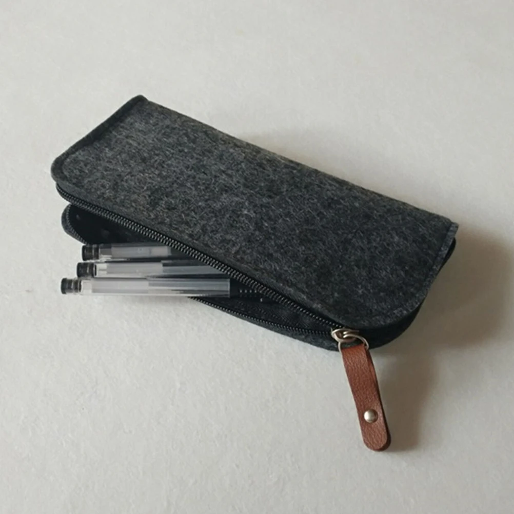 

4pcs Pencil Case Felt Stationery ganizer Scratch Resistant Large Capacity Simple Pouch Bag Cellphone