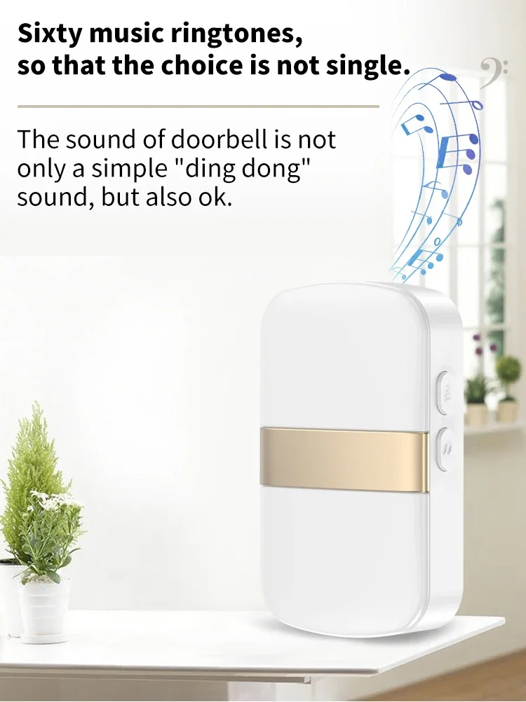 CACAZI Waterproof Wireless Doorbell for Smart Home Night Light Not Included Battery Adjustable Chimes 1 2 3 4 Button Receive