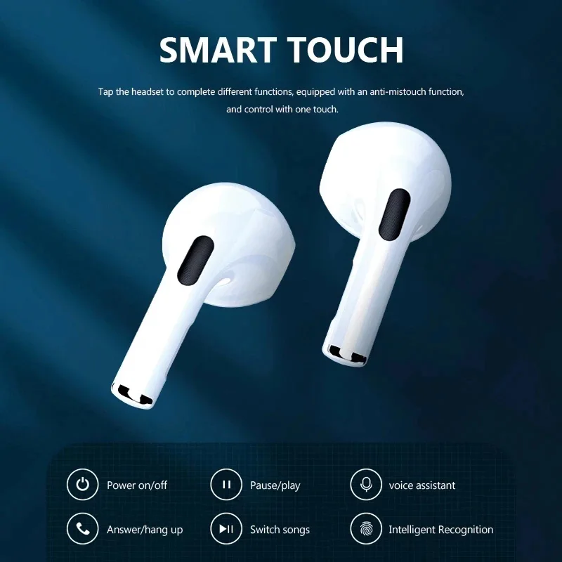 Pro 4 Bluetooth 5.2 Wireless Headset Earphone TWS Earbuds Sport Waterproof HD Mic With Touch Control Earbuds For Smart phone