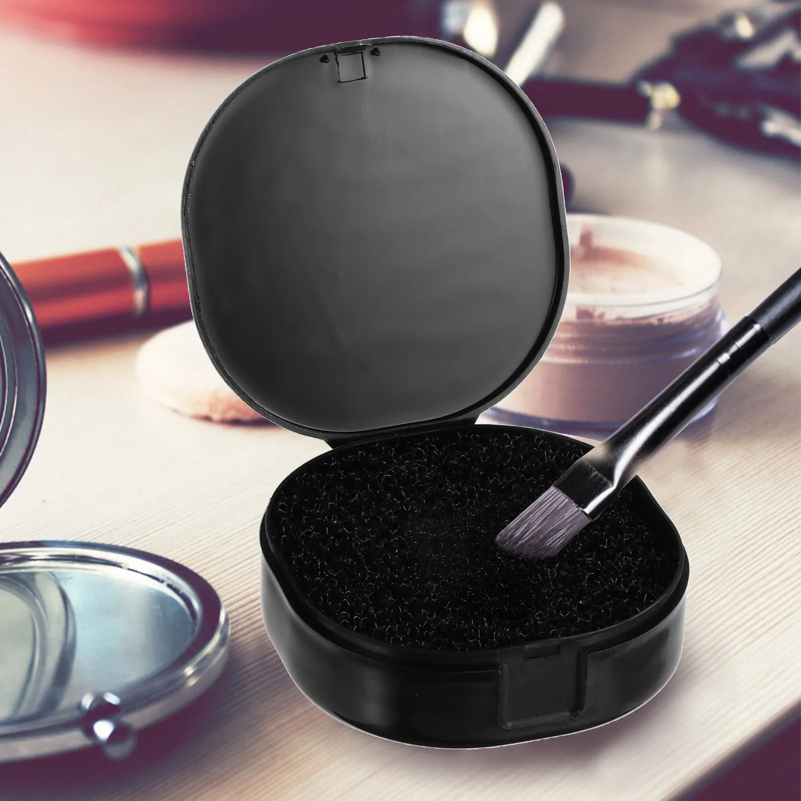 3pcs Makeup Brush Cleaner Box with Activated Carbon Sponge – Quick-Dry Eyeshadow & Face Brush Cleaning Tool for Home & Travel