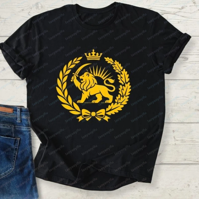 Lion and Sun Iran Persian Flag Shir O Khorshid T-Shirt Iranian Heritage Gift Persian History Graphic Tee Women Clothing Y2k Top