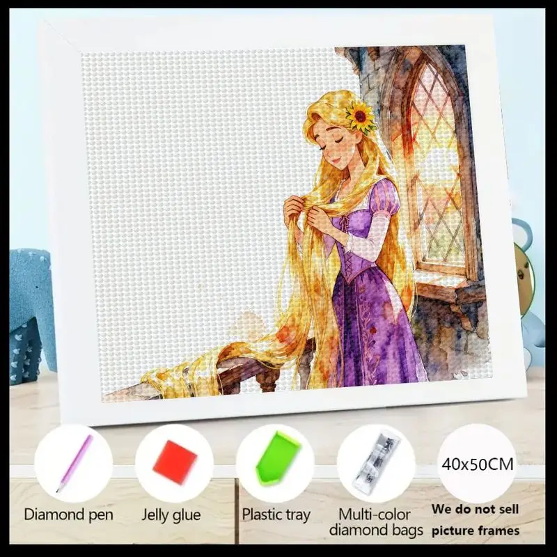 

1 шт. 5D DIY комплект алмазной живописи, очаровательная Рапунцель принцесса длинные золотые волосы сказка мультфильм анимация фэнтези искусство полный капа