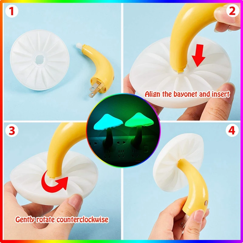 Mini veilleuse LED RVB pour chambre d'enfant, lampe plug-in, mignonne, prise US, 7 documents