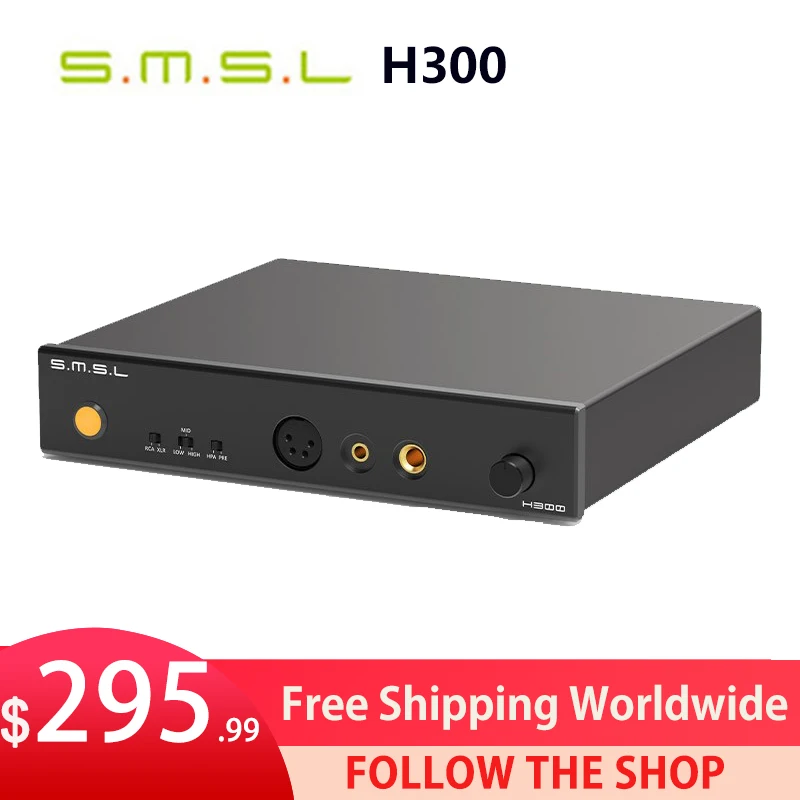 

SMSL H300 Headphone Amplifier Full Balanced 6.35mm 4.4mm XLR RCA Preamp Output 133dB 3nd gear gain For Headset