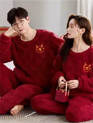 Pijamas navideños para pareja y mujer, ropa de dormir, conjunto de Pijama Rojo, ropa de dormir cálida, talla grande, nuevo, envío gratis, Kigurumi