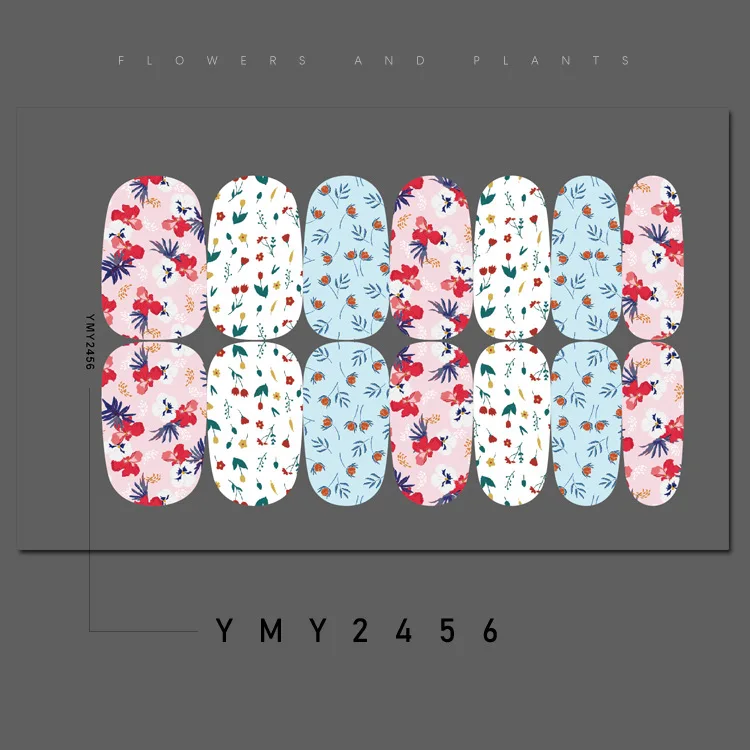 Volle Abdeckung Nagel aufkleber Blumen und Blätter Nagel dekoration Nägel Aufkleber Designer selbst klebende Nagel aufkleber Nail Art Aufkleber