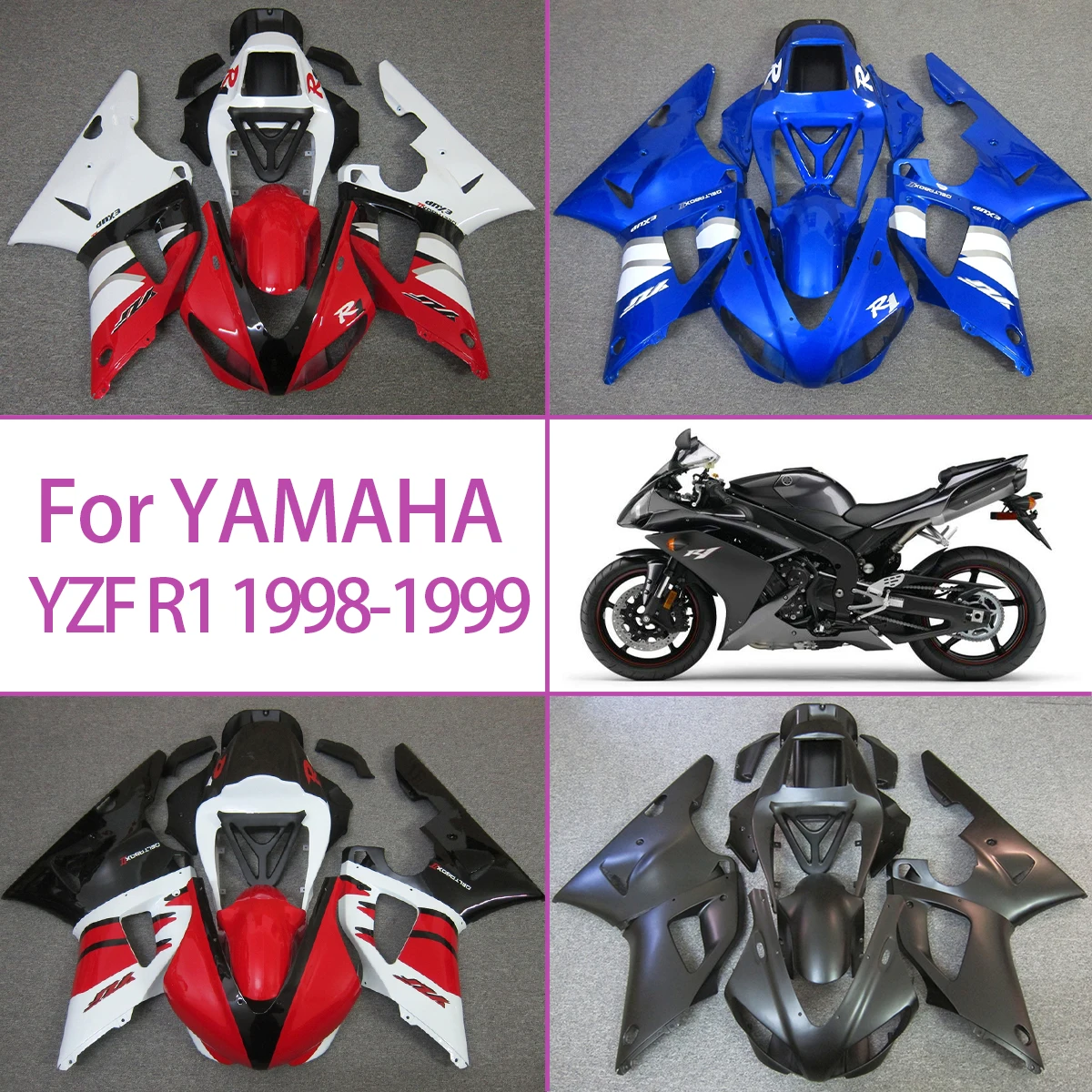 

Fairings For 1998 1999 Yamaha YZF R1 Complete Coverage Glassy Blue Plastic Injection Molding Fairing Kit 98 99 YZF R1