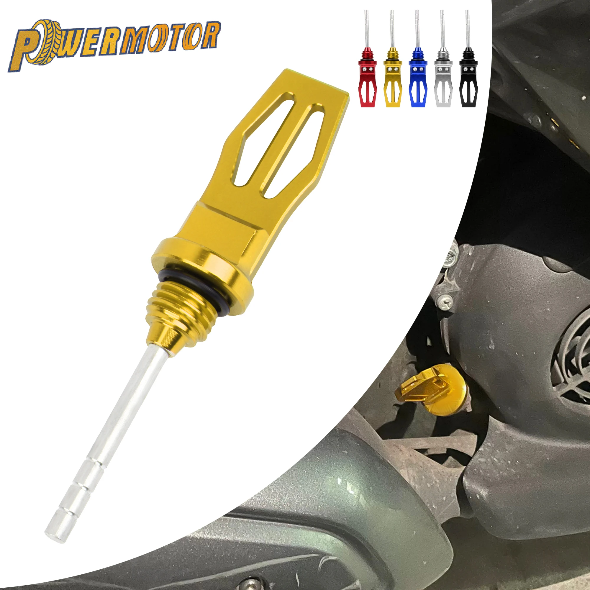 Universal Motorrad CNC Aluminium Legierung Ölmessstab Für GY6 Motor Öl Messen Ölmessstab Dekorative Abdeckung Geändert Zubehör