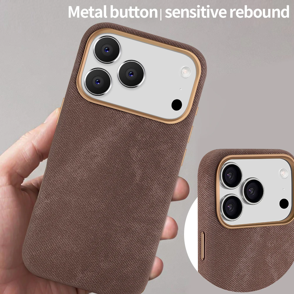 Magnetische Mikrofaser-Handyhülle für iPhone Air, PU-Leder-Handyhülle für iPhone 17, 16, 15, 14, 13 Pro MAX, Metallkameraobjektiv