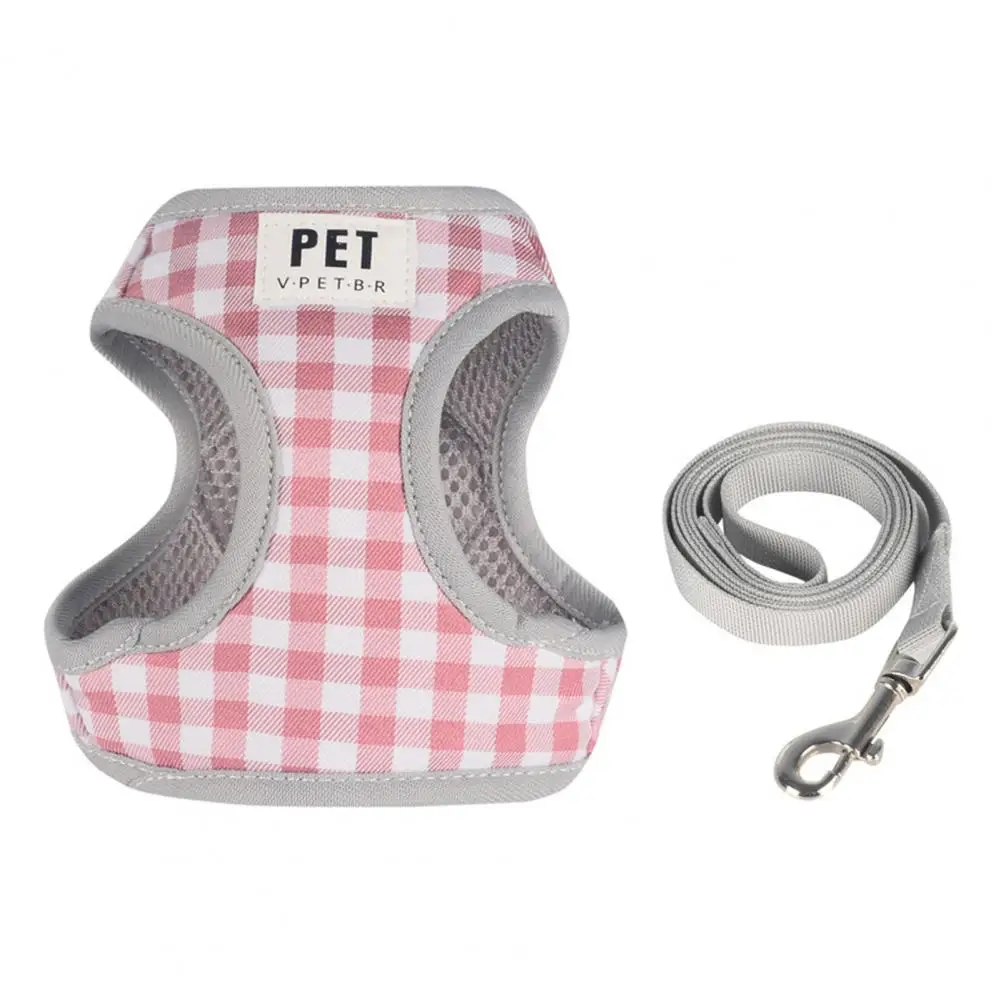 Breathable Outdoor Harness Adjustable Pet Supplies 1 Set Dog Plaid Design Cat Dog Vest Pet Supplies