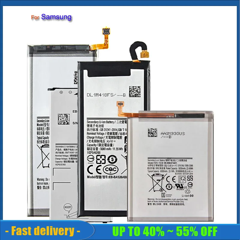 Battery For Samsung Galaxy S8 S9 Plus S10e S10 S20 Ultra S21 FE S10x Note 10 Plus 8 S7 Edge S6 S5 A50 A30 A30S G930 Batteries