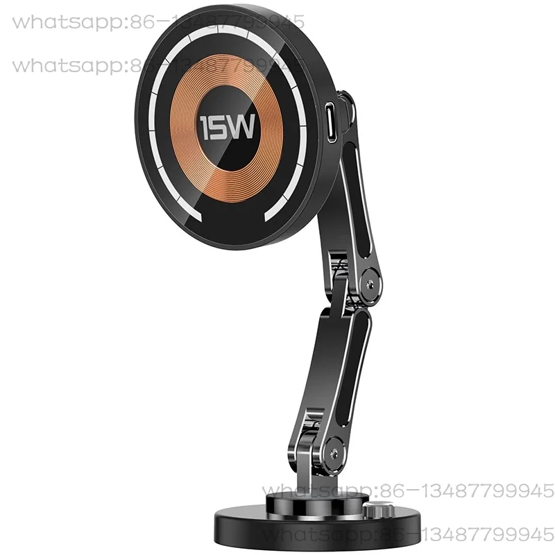 

Магнитная беспроводная зарядка, автомобильный держатель для мобильного телефона, 15 Вт, навигационная рамка, центральная панель управления, вращение на 360 градусов в автомобиле