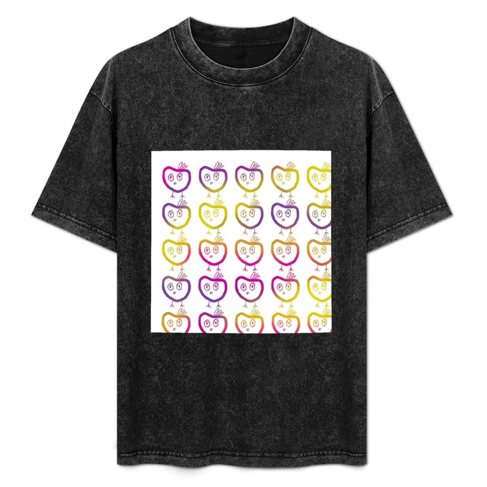 

sunset chicken repeat colourful funky abstract pattern T-Shirt Stylish Graphic Short Sleeve Top