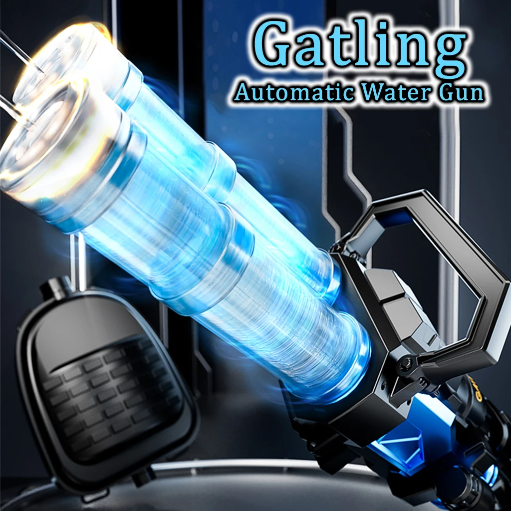 

Summer new water gun Gatling model Electric continuous water gun toy Automatic sensor flame lighting effect with water bottle