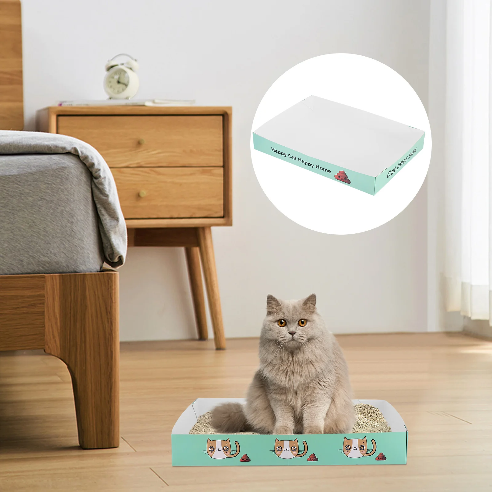 

Disposable Paper Cat Litter Box Semi-Enclosed Leakproof Design for Kittens Splash Guard Portable Foldable Lightweight Easy Clean