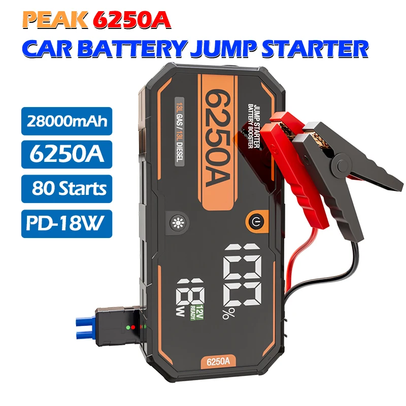 6250A Pro Jump Starter 13L Car Booster Power Bank Portable Charger Auto Starting Device Emergency 12V 26000mah Battery Starter