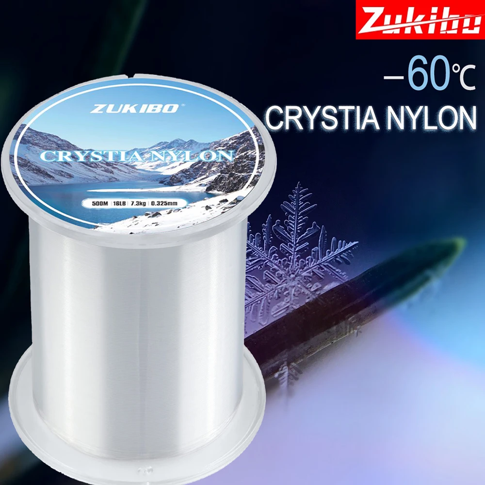 ZUKIBO CRYSTIA NYLON  500M Japanese Durable Fluorocarbon Sea Fishing Line Super Strong Monofilament Thread Bulk Spool Pesca