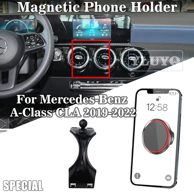 Support de téléphone magnétique pour voiture Mercedes-Benz A200 W177 V117 35 AMG 220 A250, base de fixation par gravité, accessoires