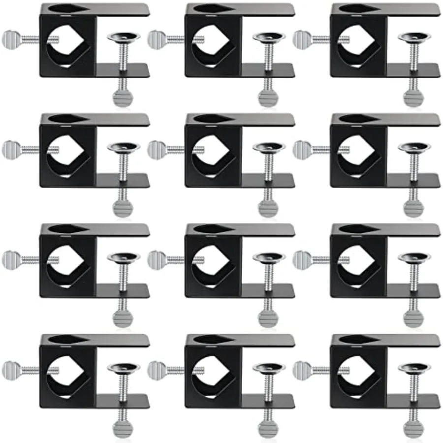 

12 Pcs Deck Torch Clamp Metal Black Torch Mount Holder Outdoor Pole Clamp Universal Porch Rail Accessory