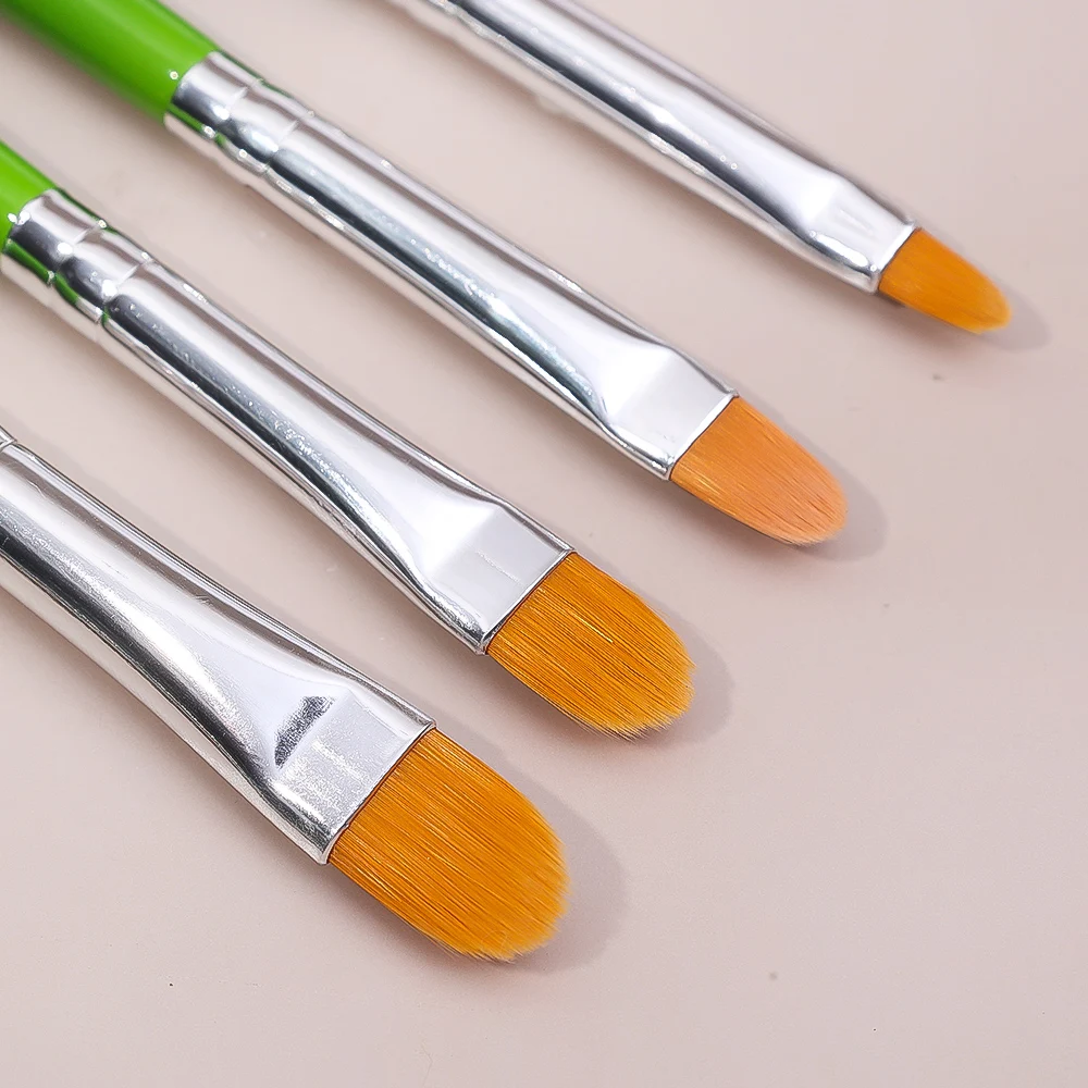 Pinceaux de maquillage professionnels pour fard à barrage et correcteur, brosse cosmétique à tête plate douce pour les yeux et le visage, manche en bois, outils de beauté pour femmes, 1/4 pièces