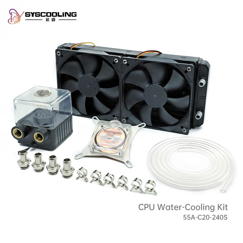 SYSCOOLING Liquid Cooling Kit 55A Pump C20 Intel CPU Cooler 240S Radiator Server PC Heat Dissipation System Water Block Set