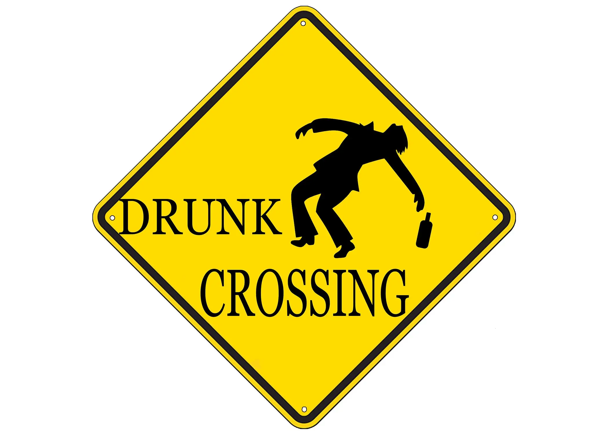 Funny Metal Warning Drunk Crossing XING Tin Sign Wall Décor Man Cave Bar