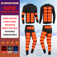 Winter Heated Thermal Underwear Men Women Heating Jacket Skiwear Heated Jacket Fleece Warm Top Pants USB Electric Heating Clothe