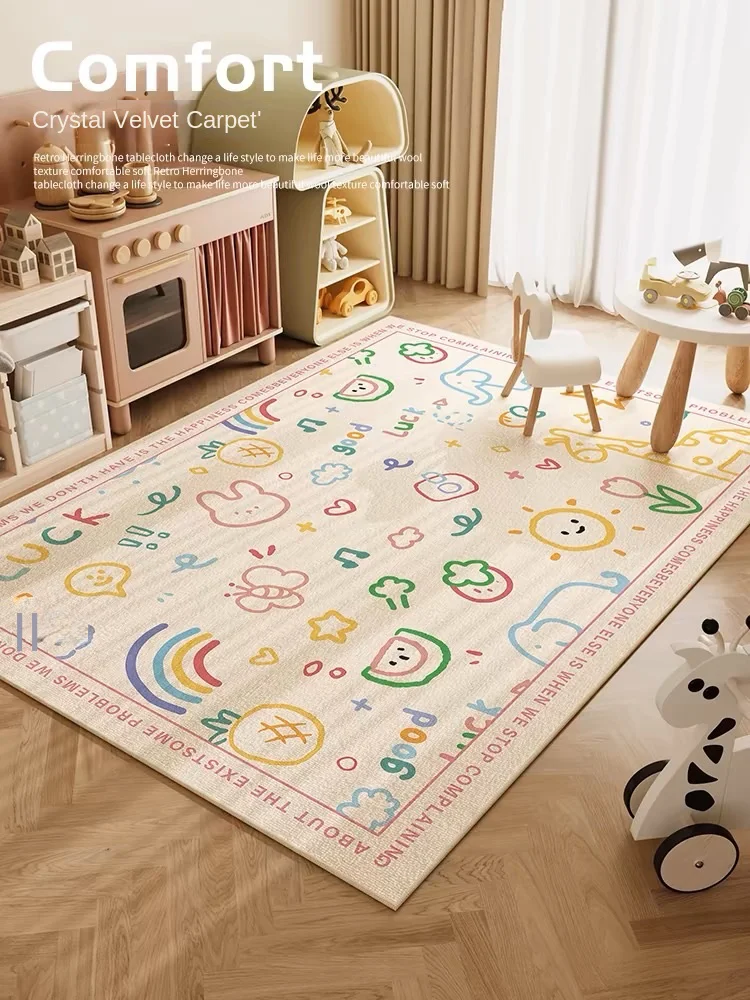 VIKAMA Children\'s Room Baby Playing Carpet Living Room Boys Girls Crawling Mat Bedroom Reading Area Cartoon Non-Slip Mat